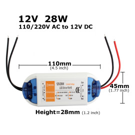 220-12V LED Адаптер AC 110V 220V to DC 12V Блок питания 18W 28W 48W 72W 100W